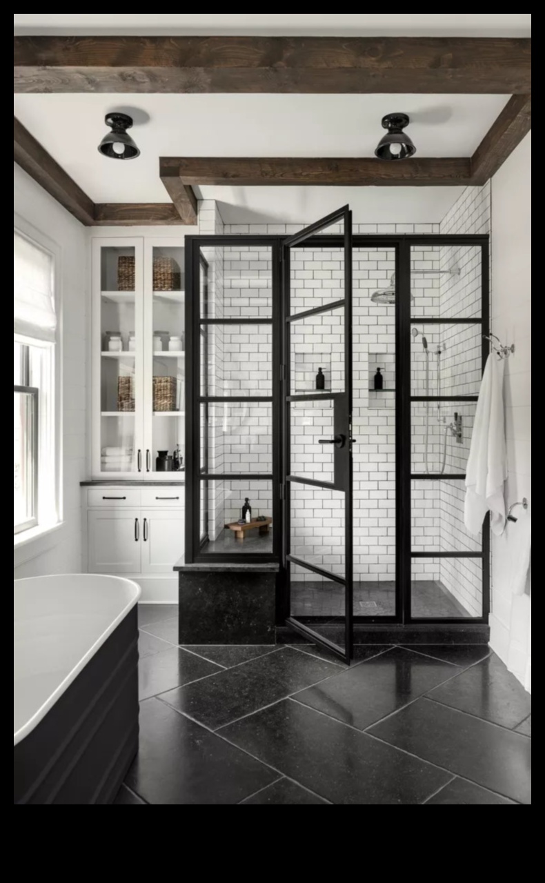 רעיונות לעיצוב חדרי רחצה שיק תעשייתי לחלל טרנדי